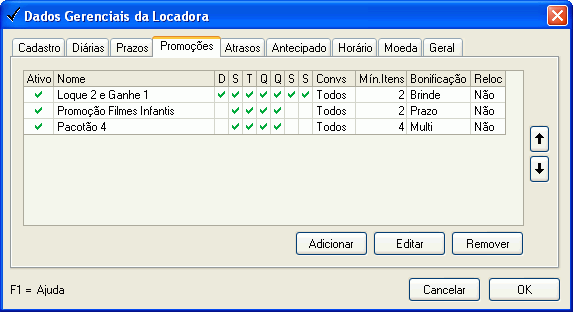 Configura��o das Promo��es